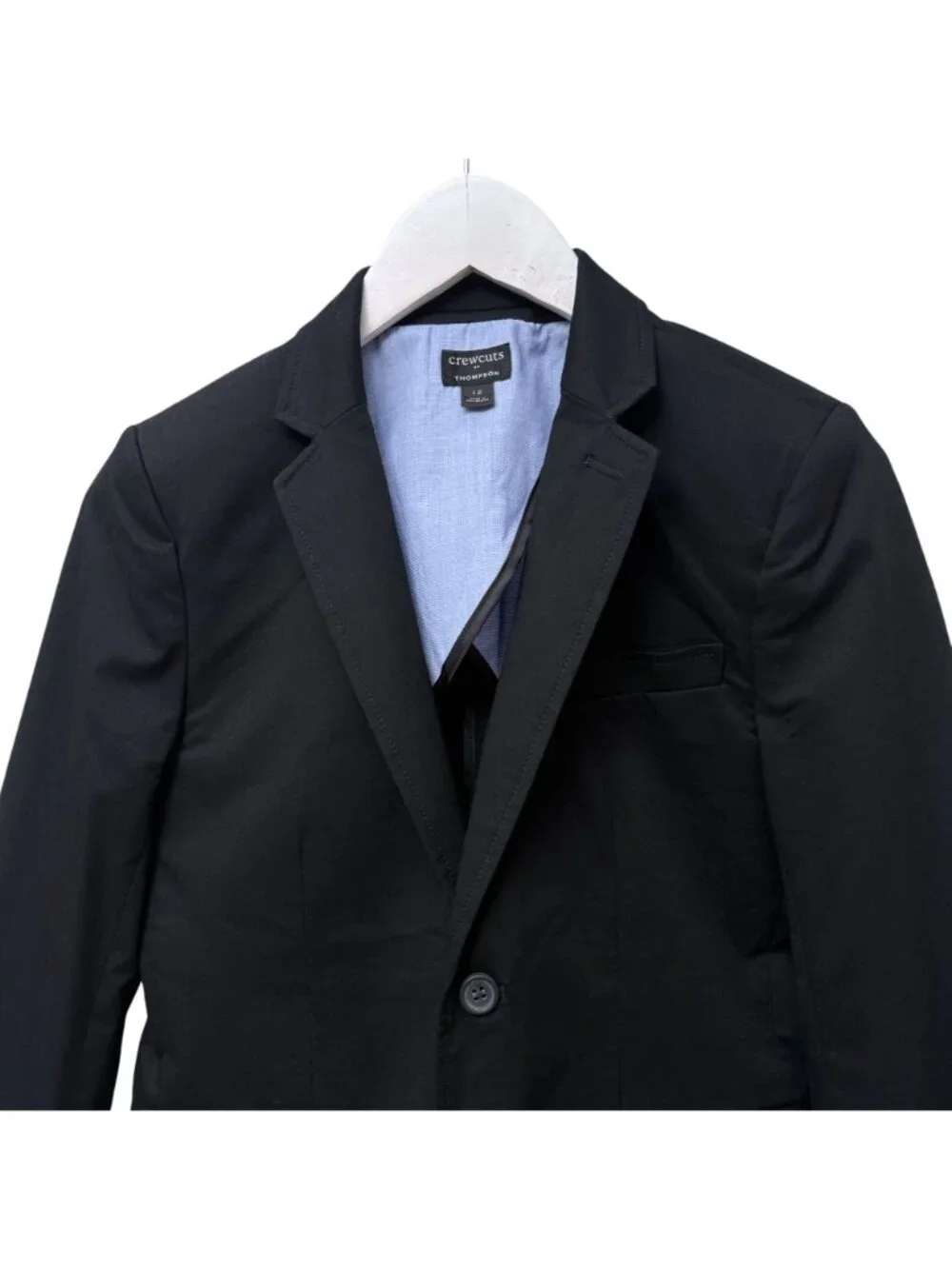 CREWCUTS Thompson Blazer Boys 12 Black Cotton Suit Jacket Formal School